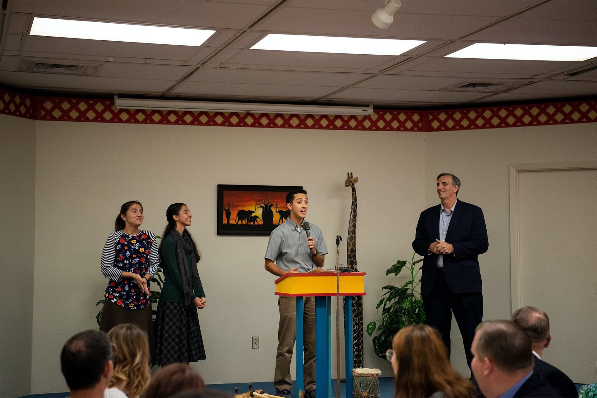 The Overcomers adult Bible study class hosting the Missionary Kids' Dinner.