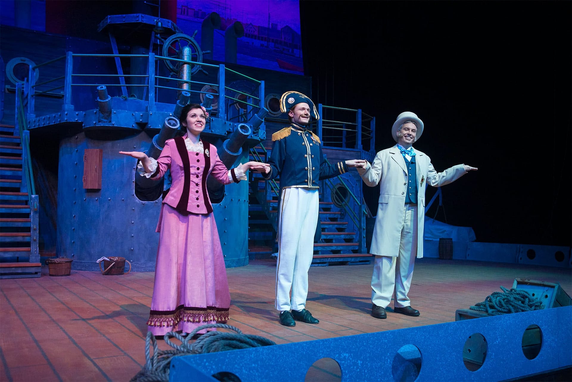 Woman, sailor, and man.