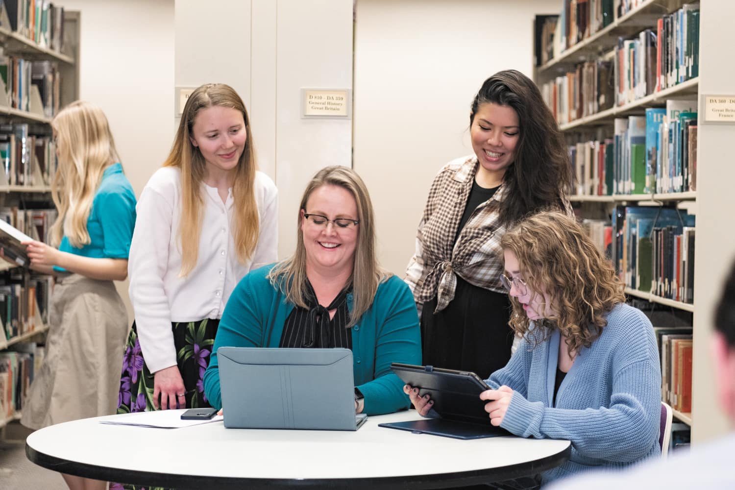 English Majors in the library
