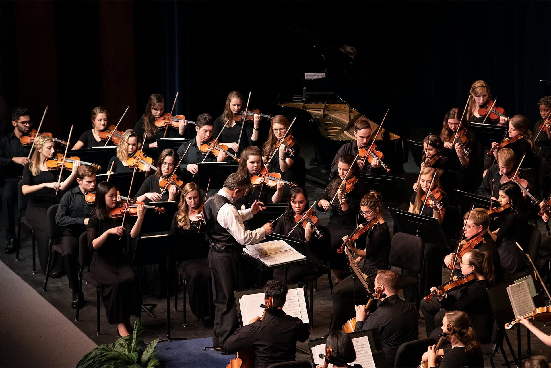 Students playing instruments in the PCCymphony.