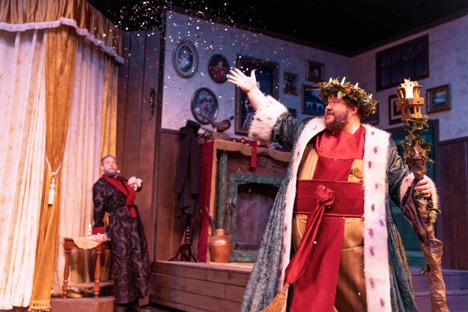 fa-christmas-carol-christmas-present Mr. Scrooge meets the ghost of Christmas present.