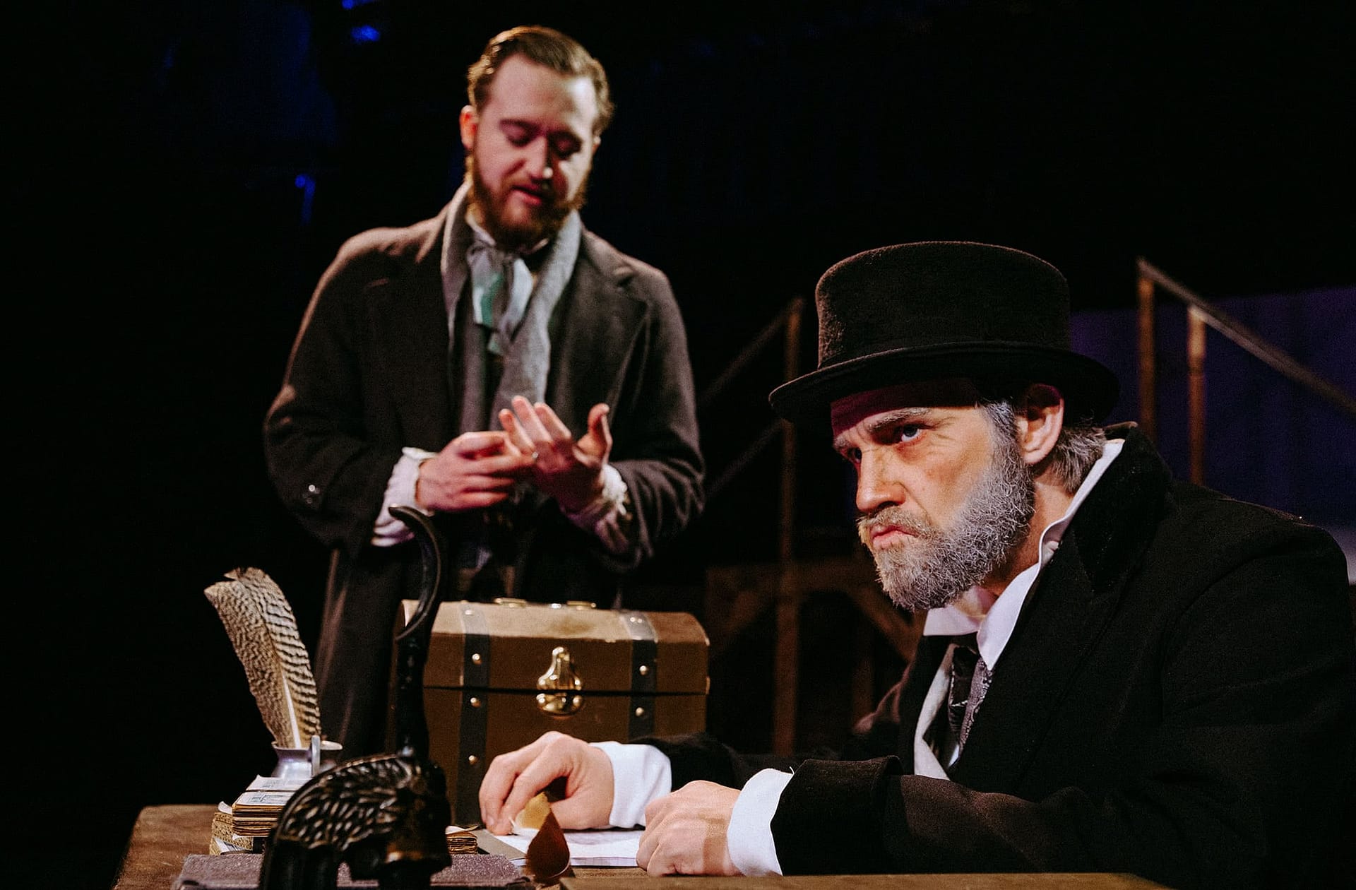 Mr. Cratchit tries to ask Mr. Scrooge for some time off work