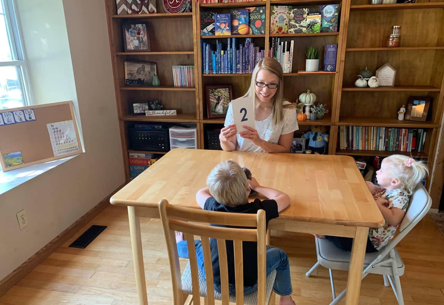 Rachel Jones teaching her children