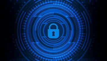 Blue lock surrounded by circles vector image.