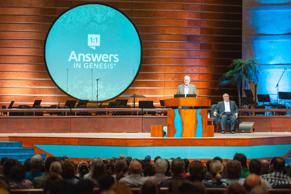 Ken Ham speaks as the special speaker during the Answers in Genesis event at PCC.
