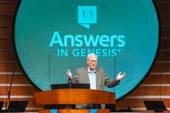 Ken Ham speaks as the special speaker during the Answers in Genesis event at PCC.