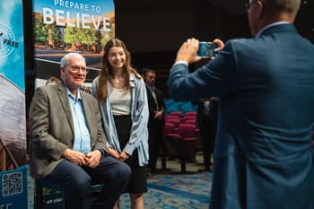 PCC Students pose with Ken Ham at the Answers in Genesis event.