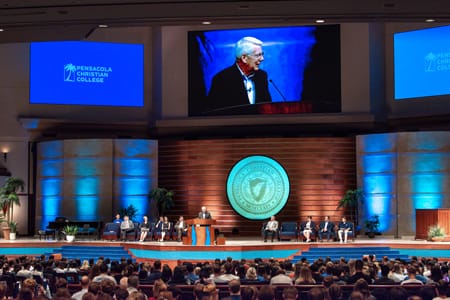Dr. Atkins speaking in chapel