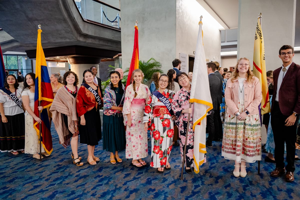 Students lined up for Parade of Nations