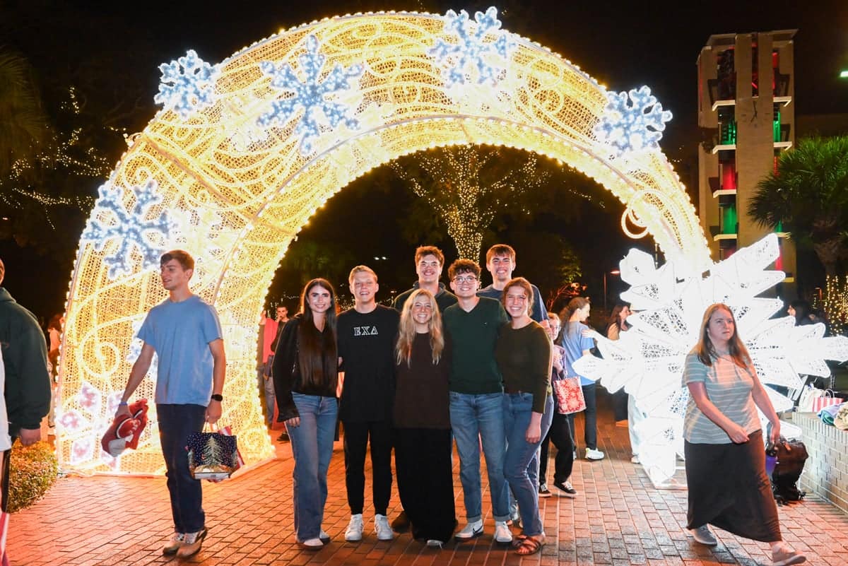 PCC Students enjoy the Christmas Light displays around the PCC Campus