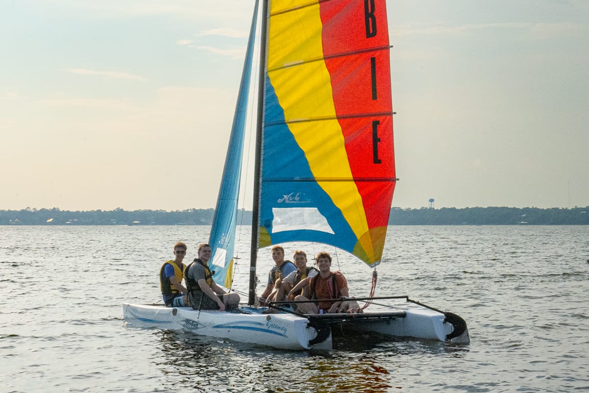PCC students sailing at West Campus