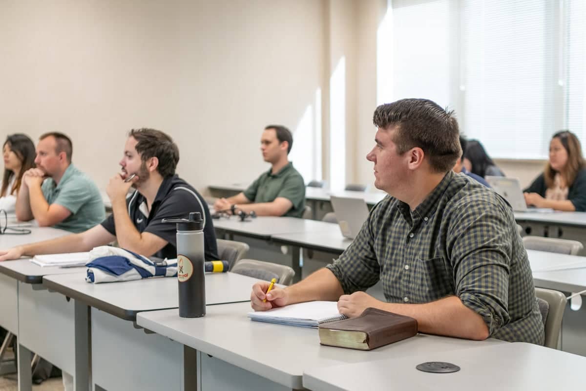 Graduate students in a Pensacola Christian College Theological Seminary graduate summer class