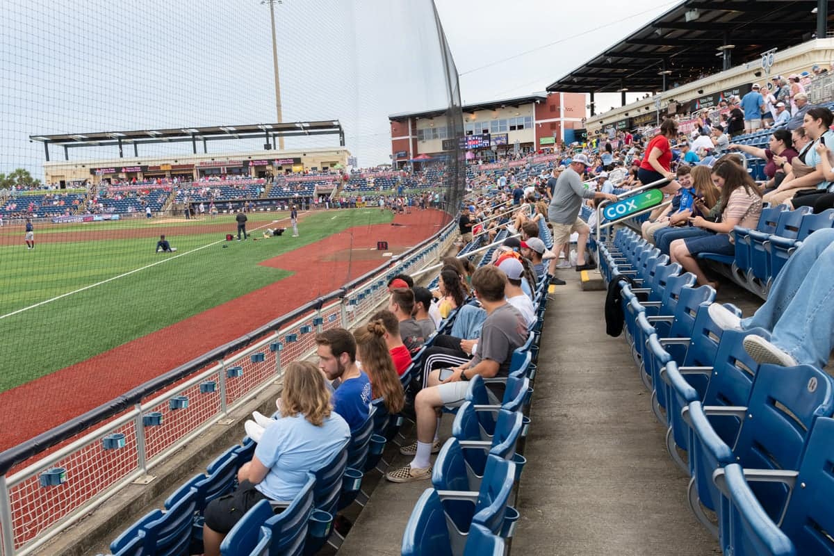 PCC summer workers enjoy a summer outing to a Blue Wahoos baseball game.