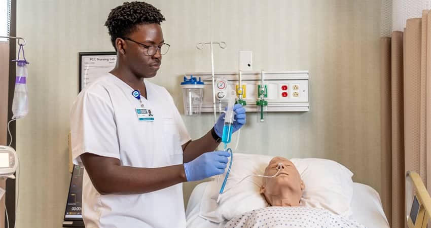 PCC student training with the new Nursing Simulator