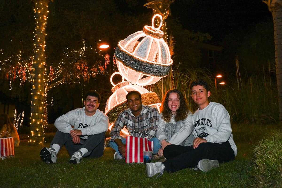 PCC Students enjoy the Christmas Light displays around the PCC Campus