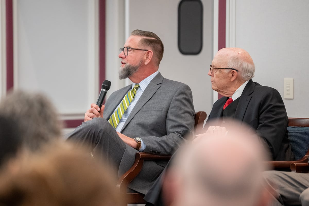 Dr. Marc Monte and Dr. Johnny Pope at the seminary luncheon