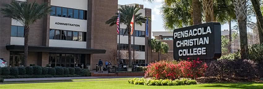 View of PCC sign and Academic Center.