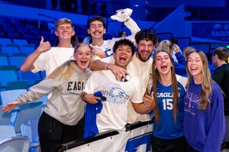 PCC students cheering at Eagles game