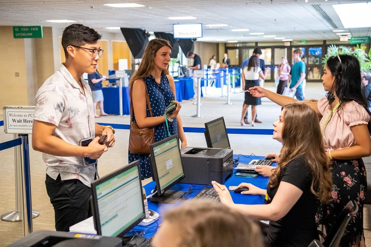 Students checking in